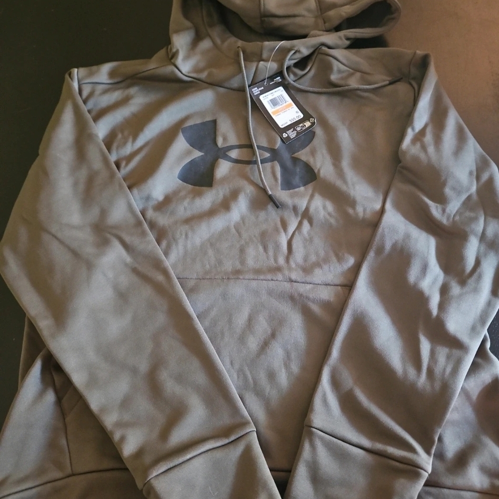 Under Armour Men's Olive Green Crewneck Hoodie with Black Logo